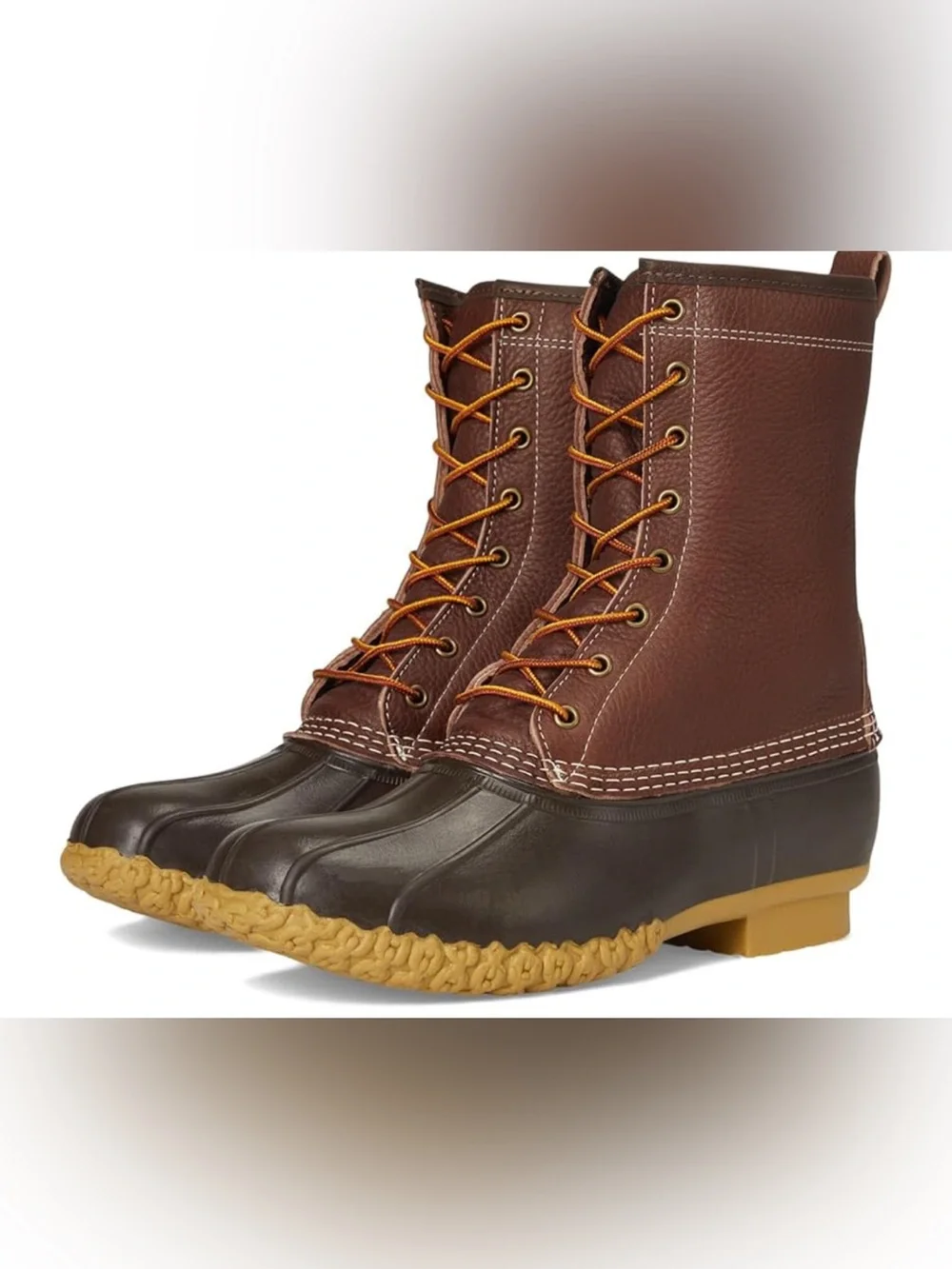 L.L. Bean bean boots Men’s Brown Leather & Rubber Duck Boots with Tan Soles